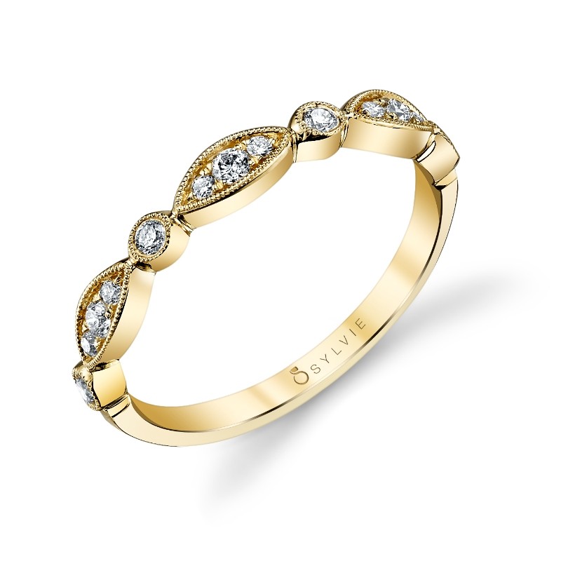 Sylvie Vintage Inspired Stackable Wedding Band - Talia