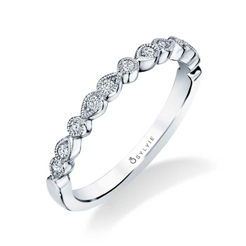 Sylvie Vintage Inspired Diamond Wedding Band - Elena