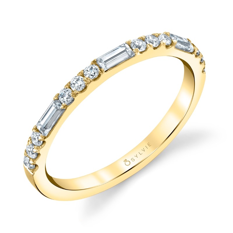 Sylvie Vintage Baguette Wedding Band