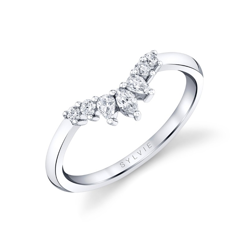 Sylvie Curved Diamond Wedding Band