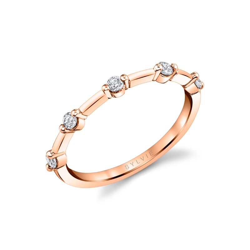 Sylvie Classic Spaced Diamond Wedding Ring - Eniko