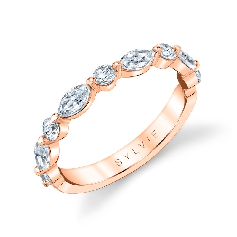 Sylvie Marquise Wedding Band with Shared Prongs