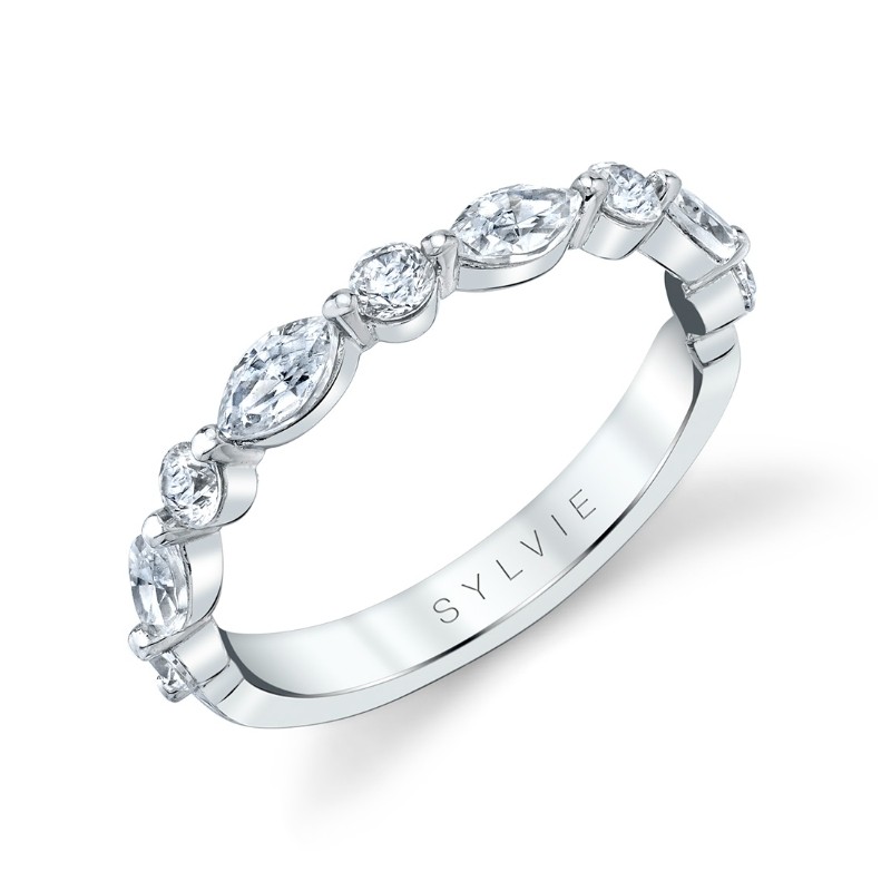 Sylvie Marquise Wedding Band with Shared Prongs