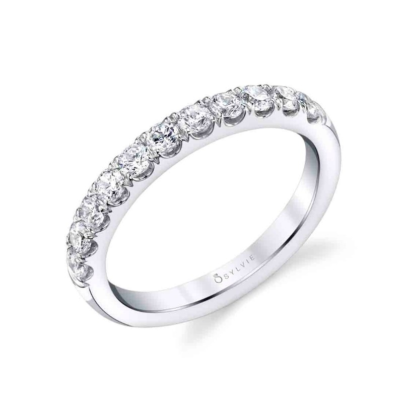 Sylvie Classic Wedding Band With Shared Prongs