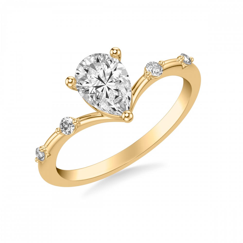 Pear Diamond Chevron Engagement Ring