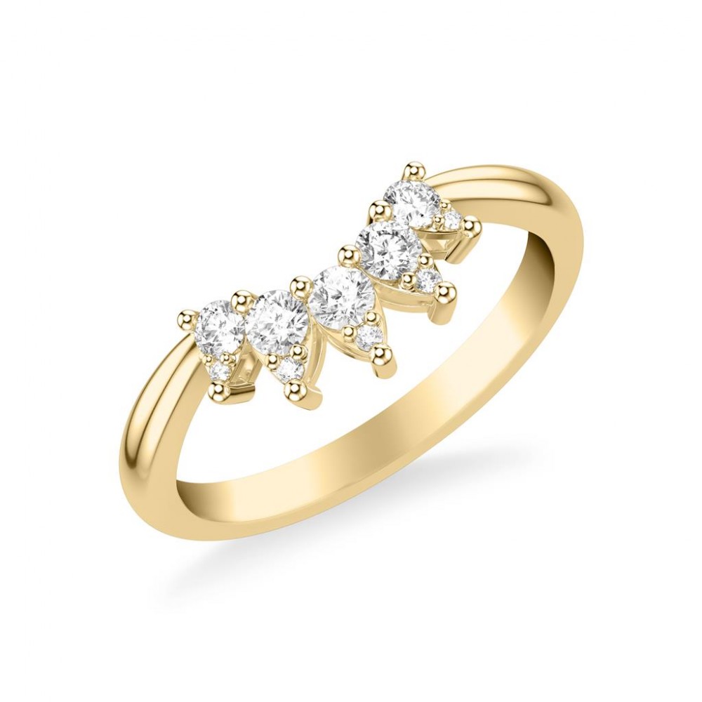 Modern 5 Stone Curved Diamond Band