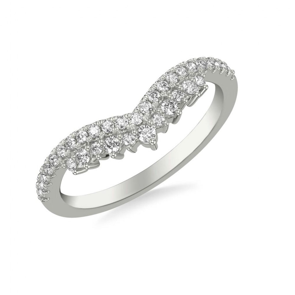 Chevron Diamond Band with Floating Diamond Accents