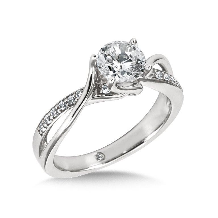 Contemporary Bypass Engagement Ring Setting in White Gold