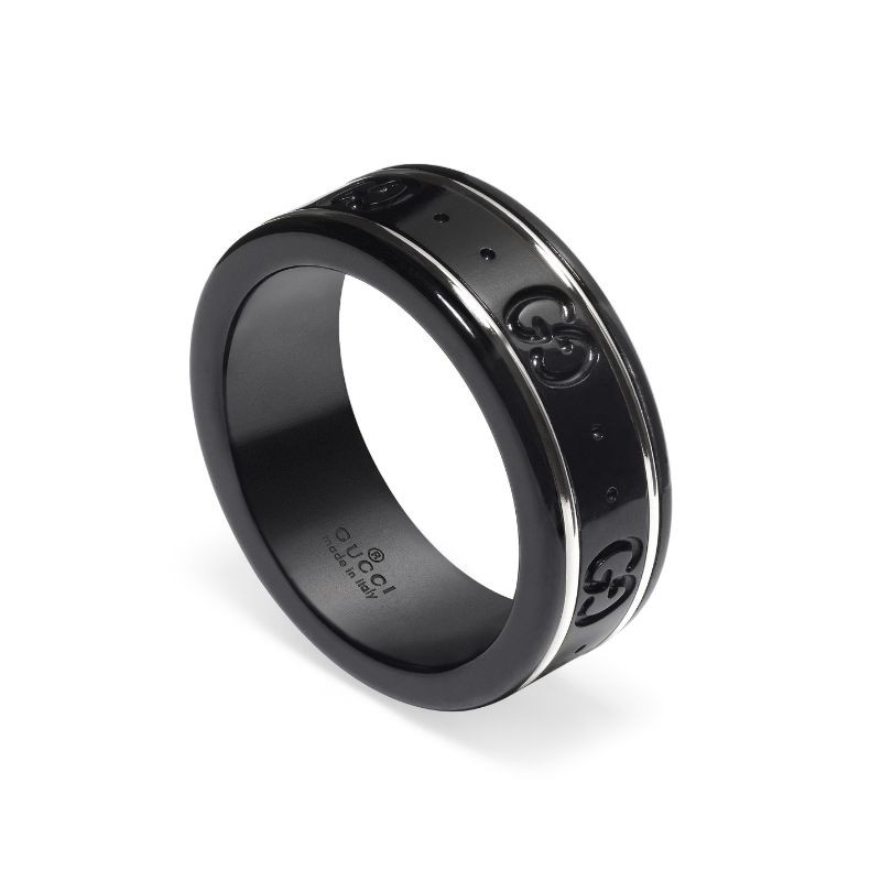 Gucci Icon Thin Band in White Gold and Synthetic Black Corundum