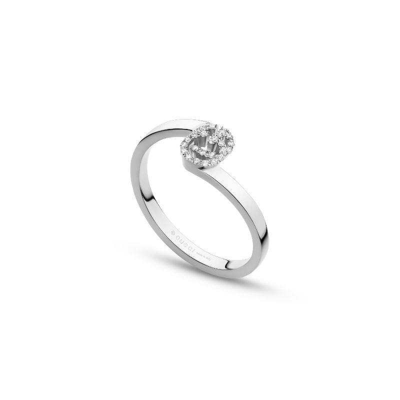 Gucci GG Running Ring in White Gold with Diamonds