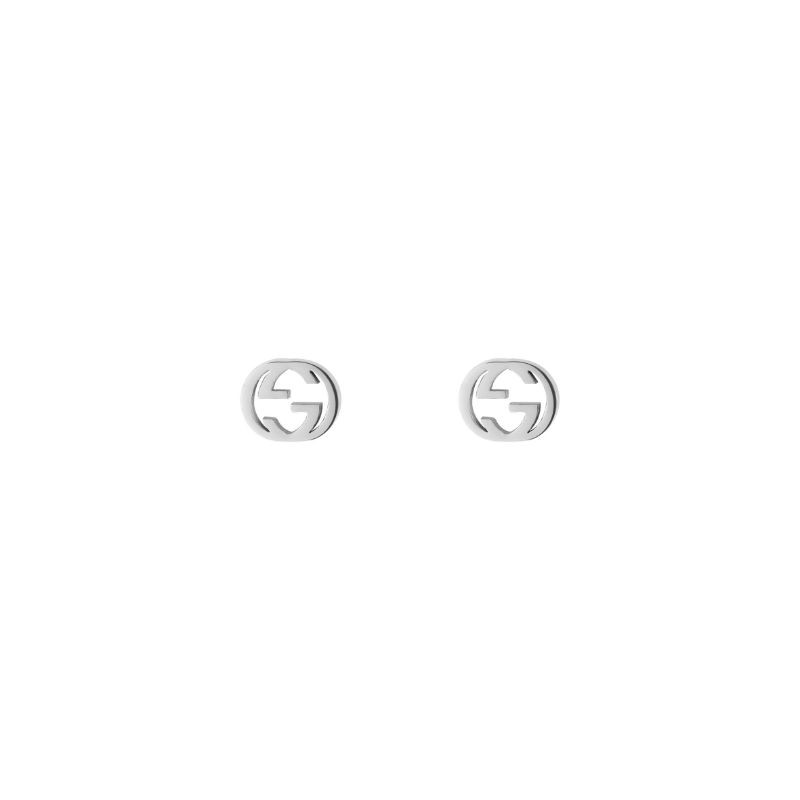 Gucci GG Interlocking G Polished Earrings White Gold