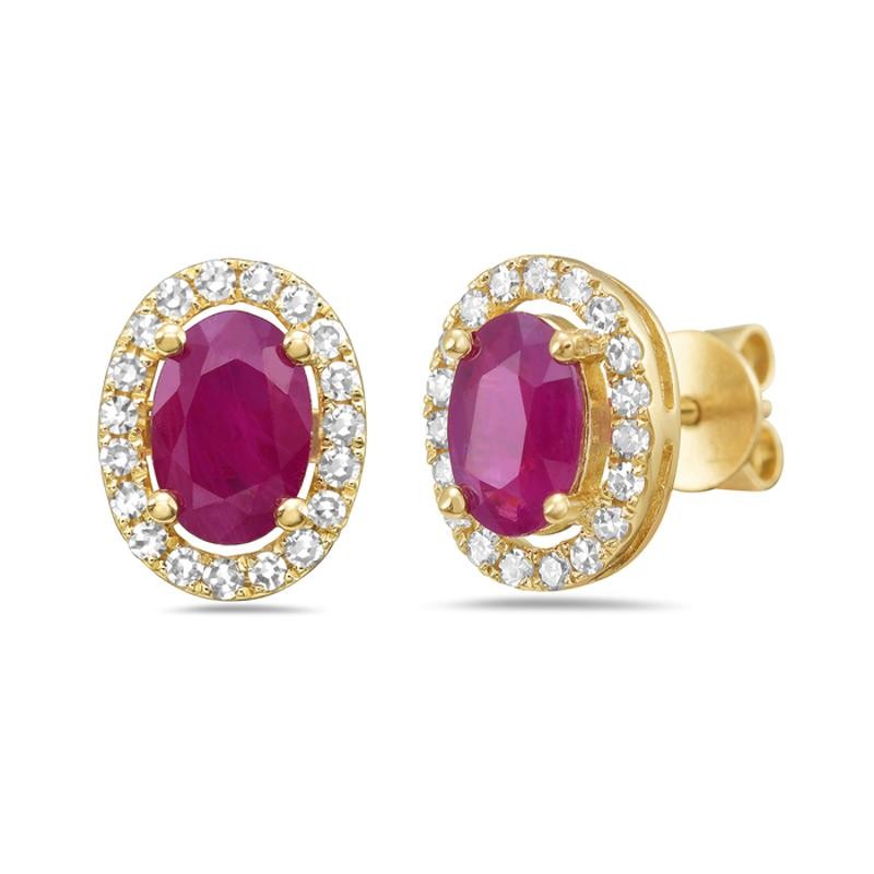 Classic Ruby Halo Stud Earrings