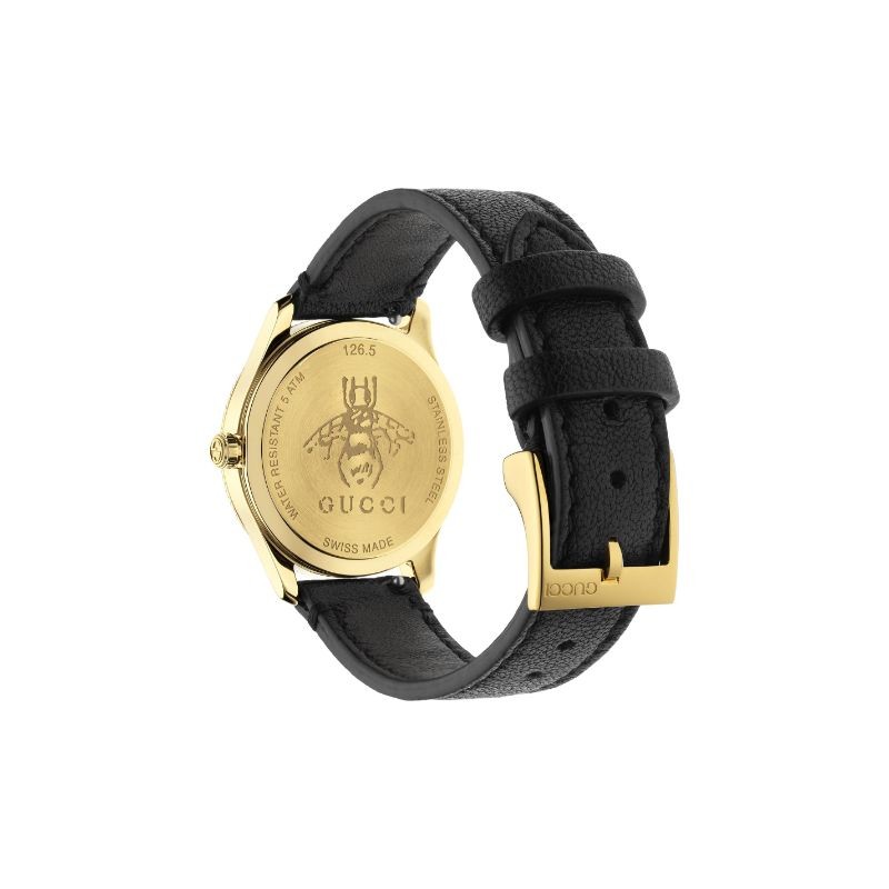 Gucci G-Timeless Slim Watch with Black Leather Strap