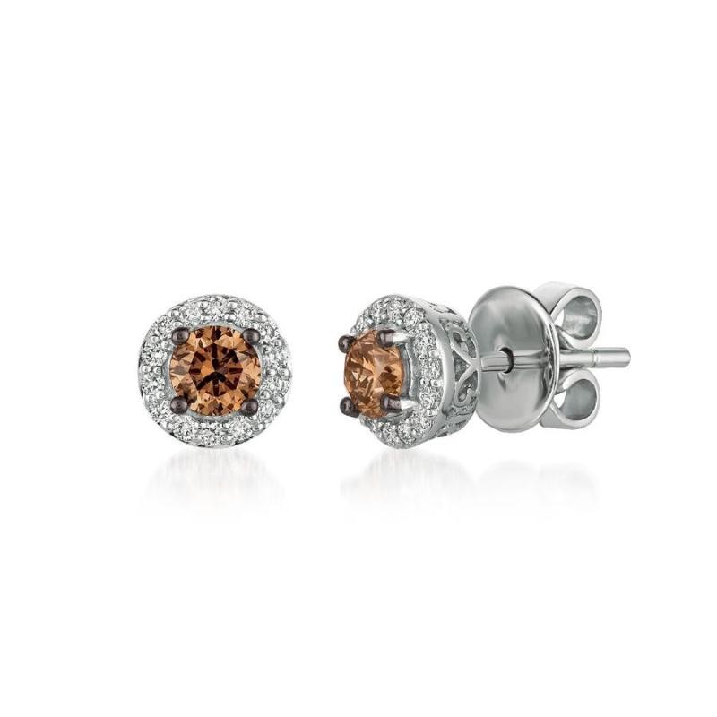 Le Vian Chocolatier&reg; Earrings featuring 3/8 cts. Chocolate Diamonds&reg; , 1/6 cts. Vanilla Diamonds&reg; set in 14K Vanilla Gold&reg;