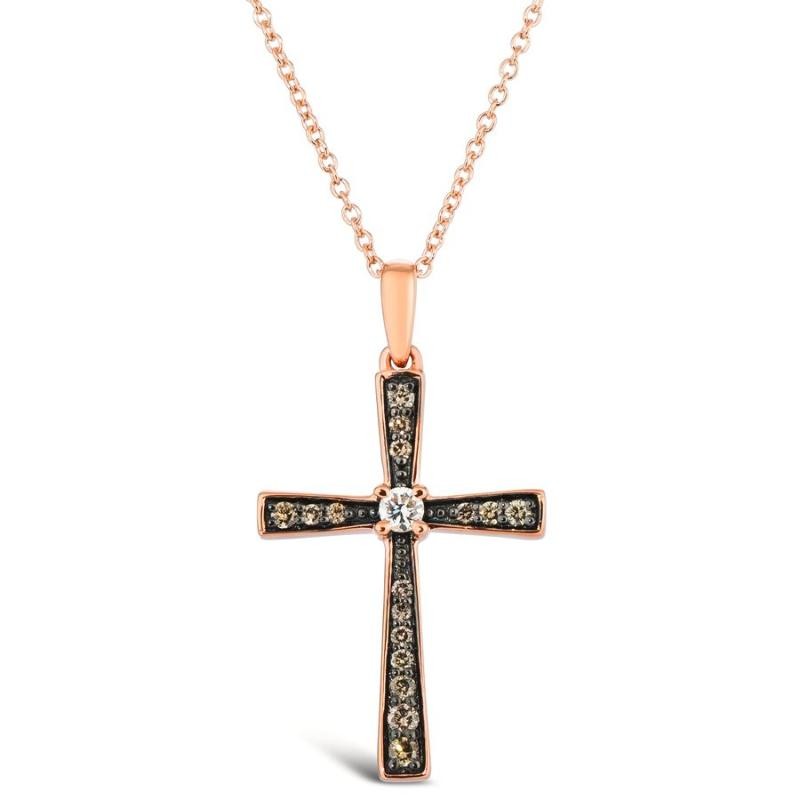 Le Vian Chocolatier&reg; Pendant featuring 1/20 cts. Vanilla Diamonds&reg; , 1/6 cts. Chocolate Diamonds&reg; set in 14K Strawberry Gold&reg;
