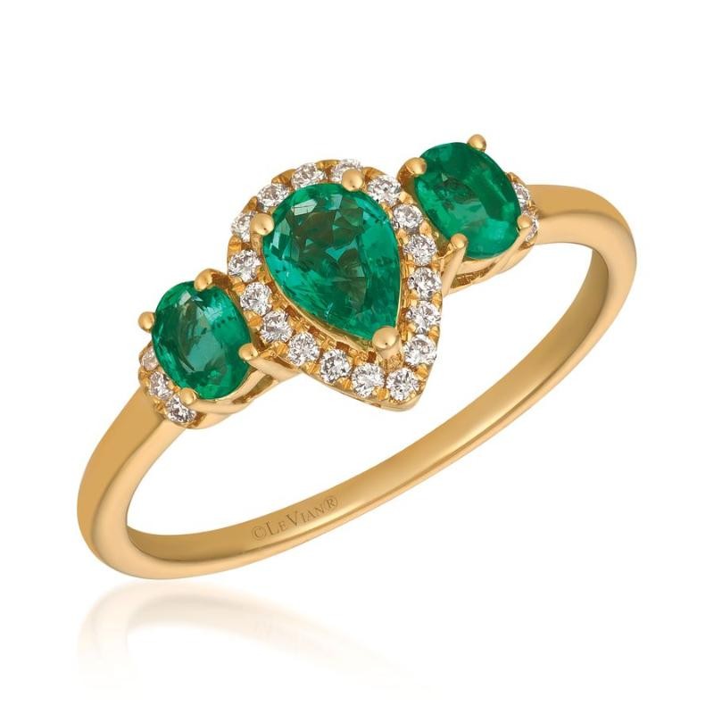 Le Vian&reg; Ring featuring 5/8 cts. Costa Smeralda Emeralds&trade; , 1/10 cts. Vanilla Diamonds&reg; set in 14K Honey Gold&trade;