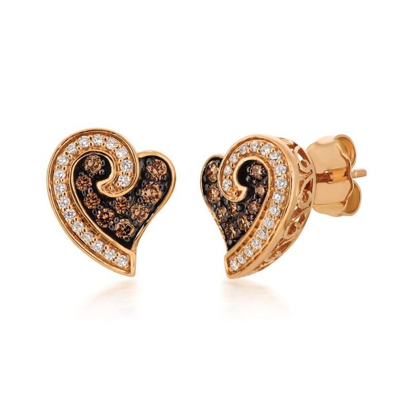 Le Vian Chocolatier&reg; Earrings featuring 1/4 cts. Chocolate Diamonds&reg; , 1/8 cts. Vanilla Diamonds&reg; set in 14K Strawberry Gold&reg;