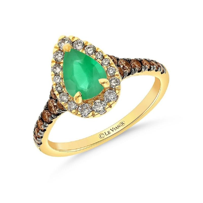 Le Vian&reg; Ring featuring 1/2 cts. Costa Smeralda Emeralds&trade; , 1/5 cts. Nude Diamonds&trade; , 1/5 cts. Chocolate Diamonds&reg; set in 14K Honey Gold&trade;