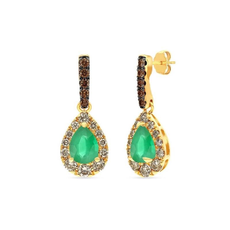 Le Vian&reg; Earrings featuring 1/2 cts. Costa Smeralda Emeralds&trade; , 1/4 cts. Nude Diamonds&trade; , 1/20 cts. Chocolate Diamonds&reg; set in 14K Honey Gold&trade;