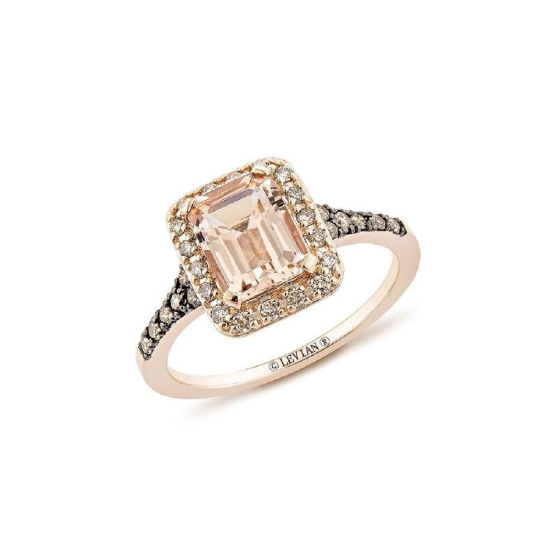 Le Vian&reg; Ring featuring 1 1/6 cts. Peach Morganite&trade; , 1/8 cts. Chocolate Diamonds&reg; , 1/6 cts. Nude Diamonds&trade; set in 14K Strawberry Gold&reg;