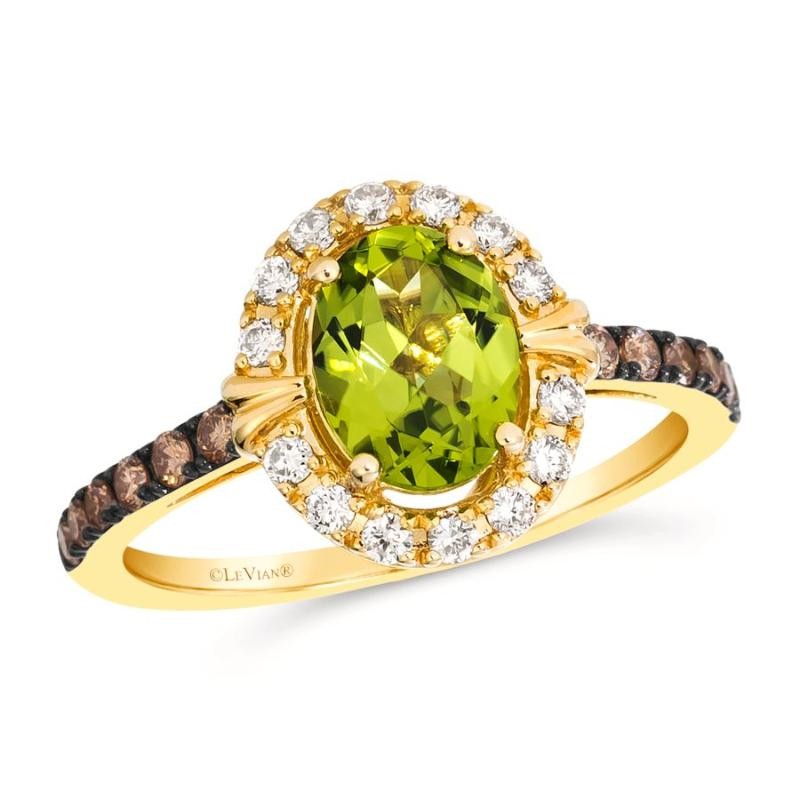Le Vian&reg; Ring featuring 1 1/5 cts. Green Apple Peridot&trade; , 1/5 cts. Chocolate Diamonds&reg; , 1/5 cts. Nude Diamonds&trade; set in 14K Honey Gold&trade;