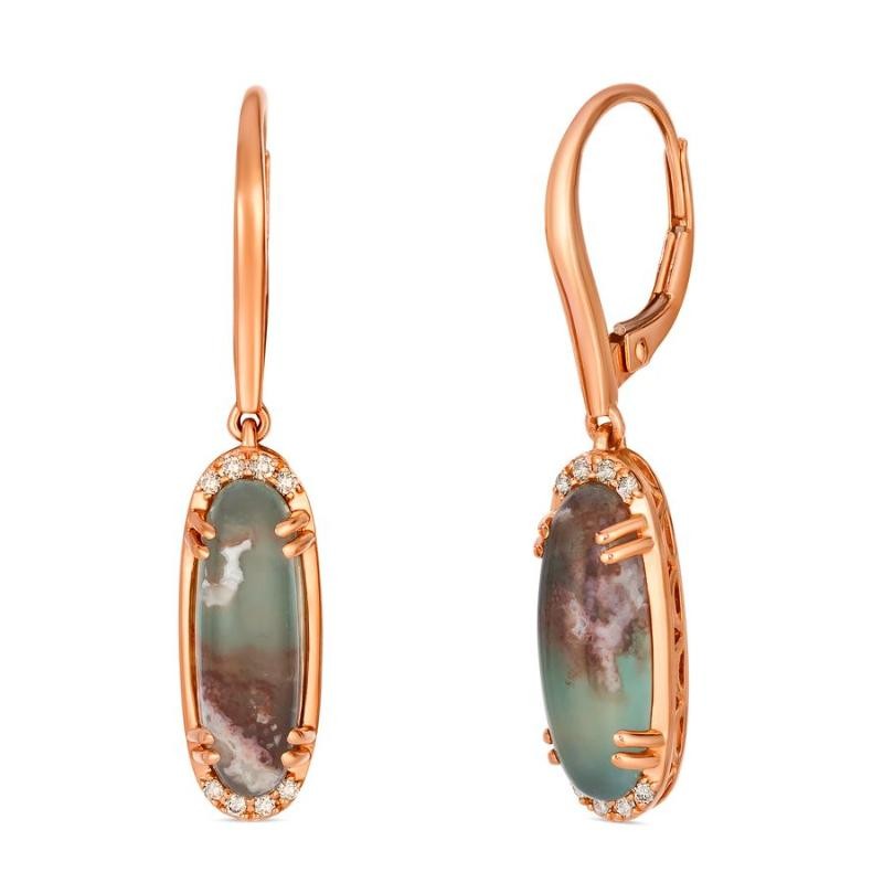 Le Vian&reg; Earrings featuring 3 5/8 cts. Peacock Aquaprase&trade; , 1/10 cts. Nude Diamonds&trade; set in 14K Strawberry Gold&reg;