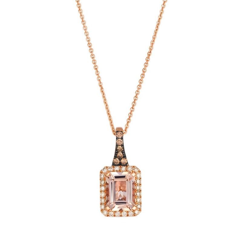 Le Vian&reg; Pendant featuring 1 1/6 cts. Peach Morganite&trade; , 1/20 cts. Chocolate Diamonds&reg; , 1/6 cts. Nude Diamonds&trade; set in 14K Strawberry Gold&reg;
