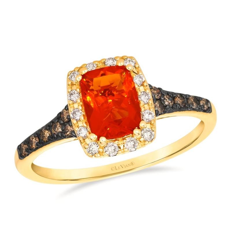 Le Vian&reg; Ring featuring 1/2 cts. Neon Tangerine Fire Opal&reg; , 1/10 cts. Chocolate Diamonds&reg; , 1/10 cts. Nude Diamonds&trade; set in 14K Honey Gold&trade;
