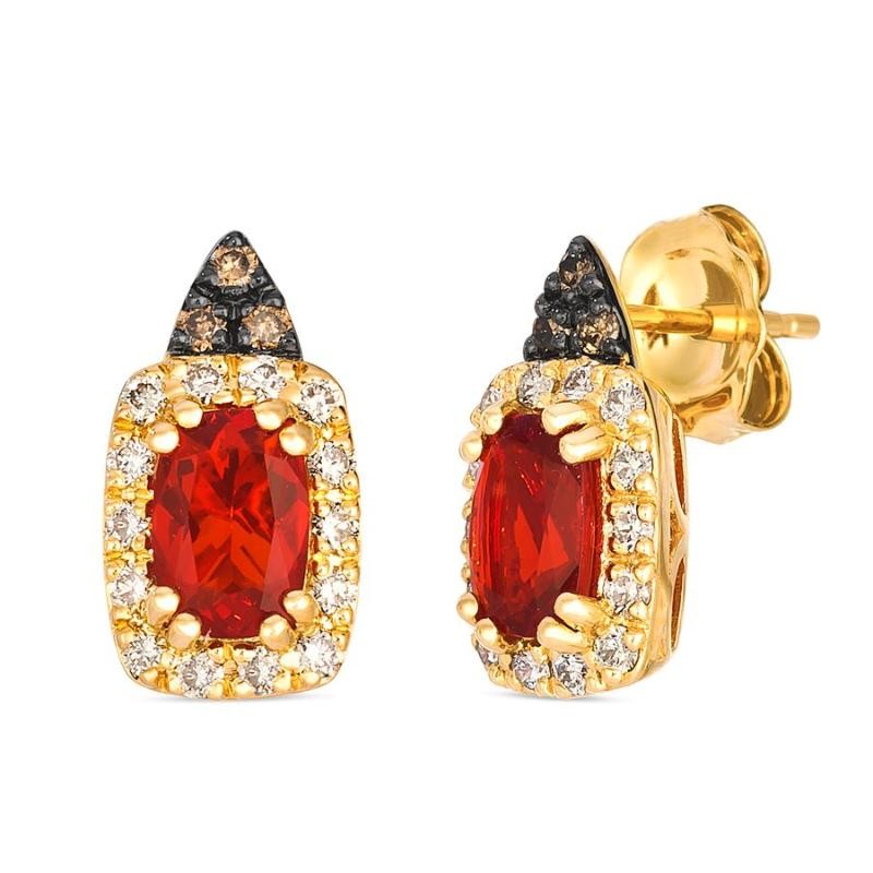 Le Vian&reg; Earrings featuring 5/8 cts. Neon Tangerine Fire Opal&reg; , 1/4 cts. Nude Diamonds&trade; , 1/20 cts. Chocolate Diamonds&reg; set in 14K Honey Gold&trade;