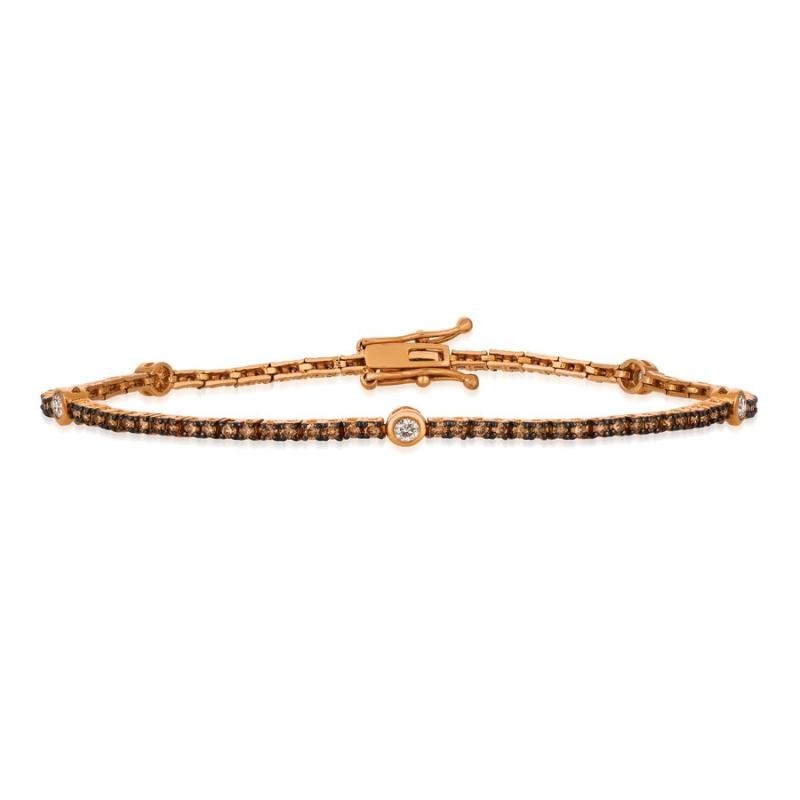 Le Vian Chocolatier&reg; Bracelet featuring 1/5 cts. Vanilla Diamonds&reg; , 1 1/20 cts. Chocolate Diamonds&reg; set in 14K Strawberry Gold&reg;