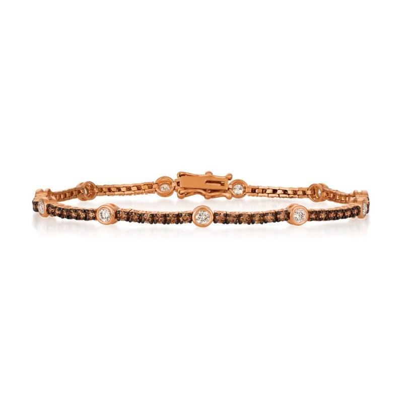 Le Vian Chocolatier&reg; Bracelet featuring 1/2 cts. Vanilla Diamonds&reg; , 1 1/2 cts. Chocolate Diamonds&reg; set in 14K Strawberry Gold&reg;