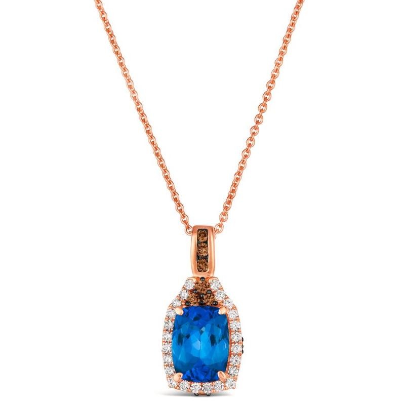 Le Vian Chocolatier&reg; Pendant featuring 1 1/4 cts. Blueberry Tanzanite&reg; , 1/10 cts. Chocolate Diamonds&reg; , 1/6 cts. Vanilla Diamonds&reg; set in 14K Strawberry Gold&reg;