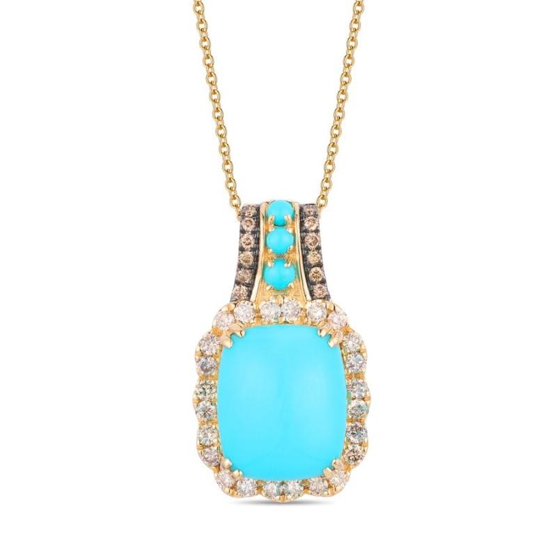 Le Vian&reg; Pendant featuring 4 5/8 cts. Robins Egg Blue Turquoise, 3/8 cts. Nude Diamonds&trade; , 1/10 cts. Chocolate Diamonds&reg; set in 14K Honey Gold&trade;