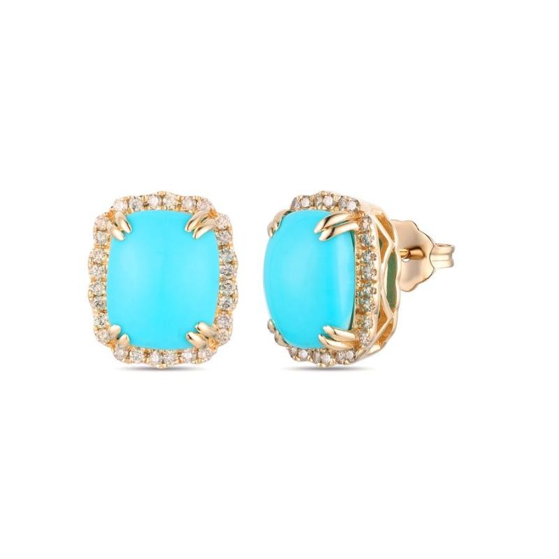 Le Vian&reg; Earrings featuring 4 3/4 cts. Robins Egg Blue Turquoise, 1/3 cts. Nude Diamonds&trade; set in 14K Honey Gold&trade;