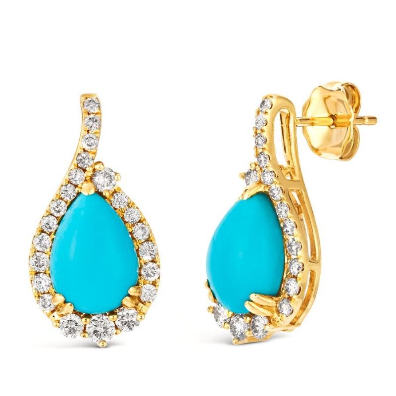 Le Vian&reg; Earrings featuring 3 1/3 cts. Robins Egg Blue Turquoise, 5/8 cts. Nude Diamonds&trade; set in 14K Honey Gold&trade;