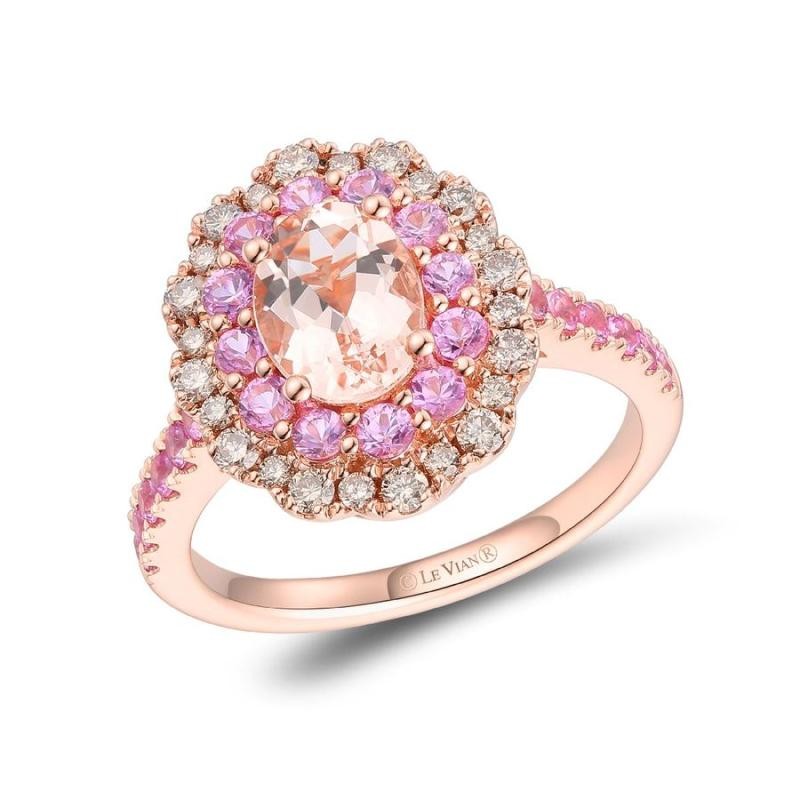 Le Vian&reg; Ring featuring 7/8 cts. Peach Morganite&trade; , 3/4 cts. Bubble Gum Pink Sapphire&trade; , 1/3 cts. Nude Diamonds&trade; set in 14K Strawberry Gold&reg;