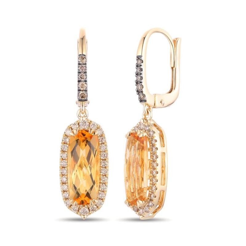 Le Vian&reg; Earrings featuring 3 cts. Cinnamon Citrine&reg; , 1/3 cts. Nude Diamonds&trade; , 1/10 cts. Chocolate Diamonds&reg; set in 14K Honey Gold&trade;