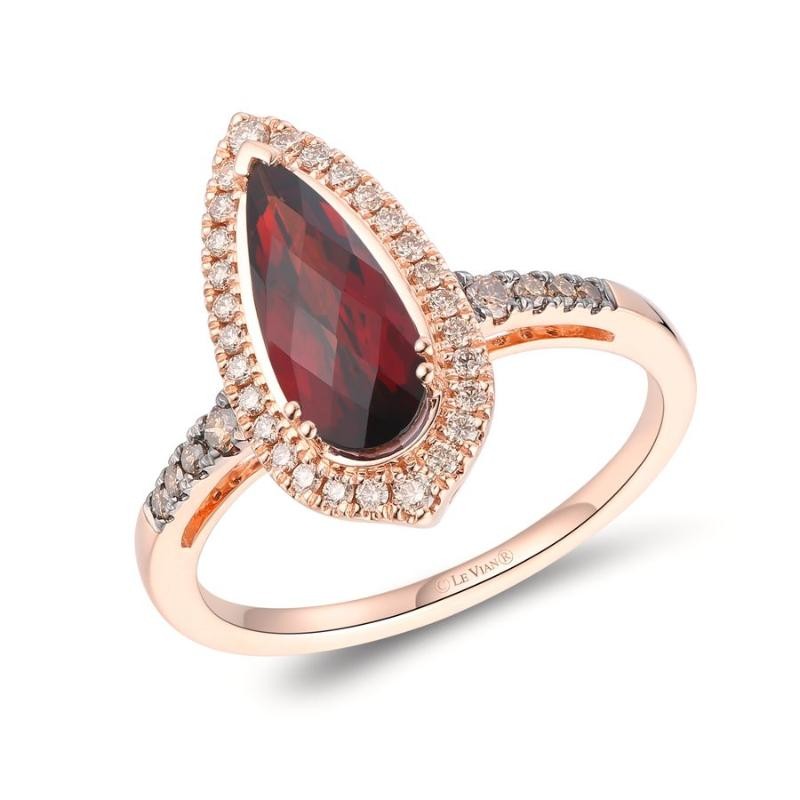 Le Vian&reg; Ring featuring 1 1/2 cts. Pomegranate Garnet&trade; , 1/10 cts. Chocolate Diamonds&reg; , 1/5 cts. Nude Diamonds&trade; set in 14K Strawberry Gold&reg;
