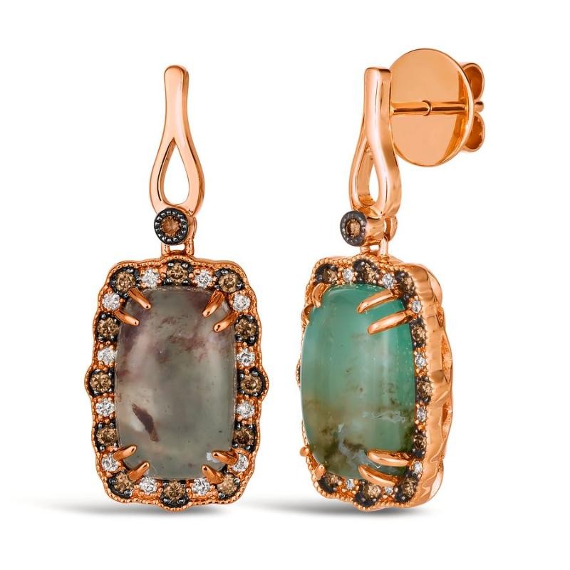 Le Vian&reg; Earrings featuring 7 1/5 cts. Peacock Aquaprase&trade; , 1/4 cts. Chocolate Diamonds&reg; , 1/5 cts. Nude Diamonds&trade; set in 14K Strawberry Gold&reg;