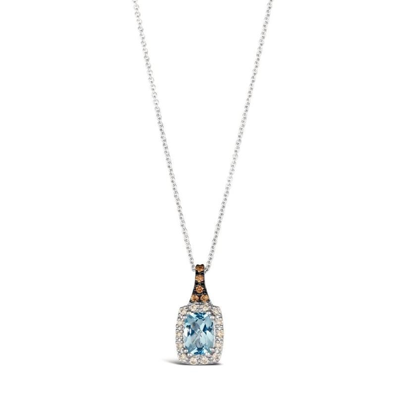 Le Vian&reg; Pendant featuring 3/4 cts. Sea Blue Aquamarine&reg; , 1/8 cts. Nude Diamonds&trade; , 1/20 cts. Chocolate Diamonds&reg; set in 14K Vanilla Gold&reg;
