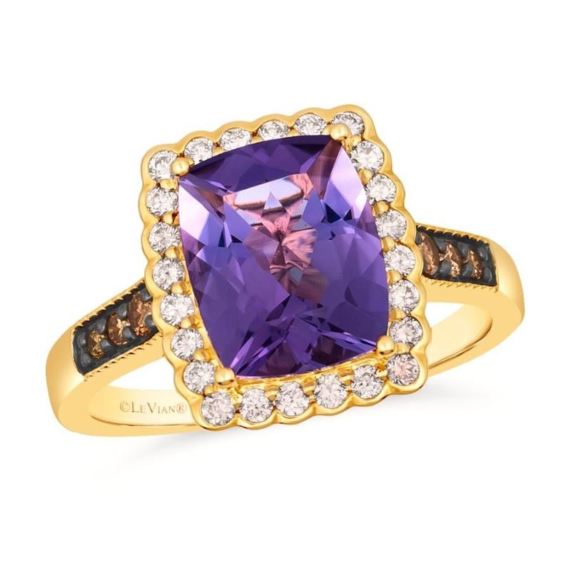 Le Vian Chocolatier&reg; Ring featuring 2 3/8 cts. Grape Amethyst&trade; , 1/10 cts. Chocolate Diamonds&reg; , 1/4 cts. Vanilla Diamonds&reg; set in 14K Honey Gold&trade;