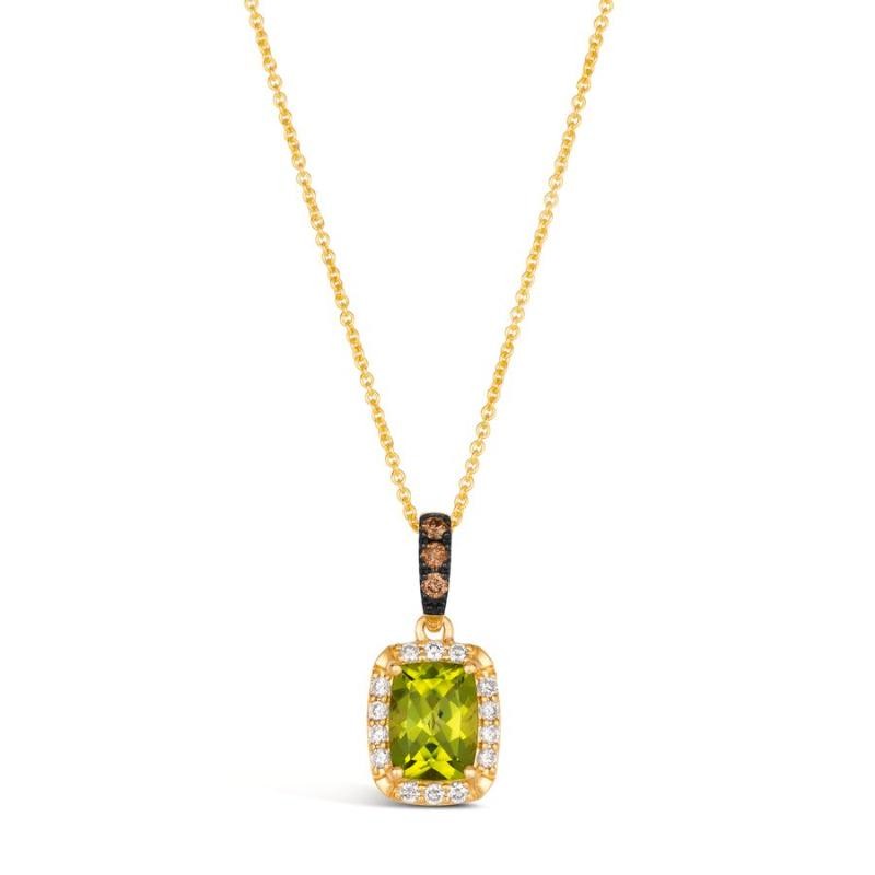Le Vian&reg; Pendant featuring 1 1/3 cts. Green Apple Peridot&trade; , 1/20 cts. Chocolate Diamonds&reg; , 1/6 cts. Nude Diamonds&trade; set in 14K Honey Gold&trade;
