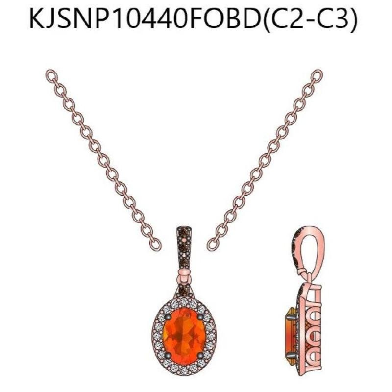 Le Vian&reg; Pendant featuring 3/4 cts. Neon Tangerine Fire Opal&reg; , 1/20 cts. Chocolate Diamonds&reg; , 1/6 cts. Nude Diamonds&trade; set in 14K Strawberry Gold&reg;