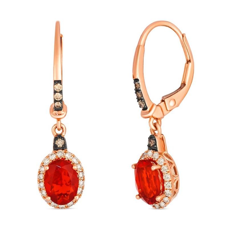 Le Vian&reg; Earrings featuring 1 cts. Neon Tangerine Fire Opal&reg; , 1/20 cts. Chocolate Diamonds&reg; , 1/5 cts. Nude Diamonds&trade; set in 14K Strawberry Gold&reg;