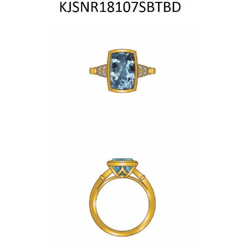 Le Vian&reg; Ring featuring 4 cts. Ocean Blue Topaz&trade; , 1/20 cts. Nude Diamonds&trade; set in 14K Honey Gold&trade;