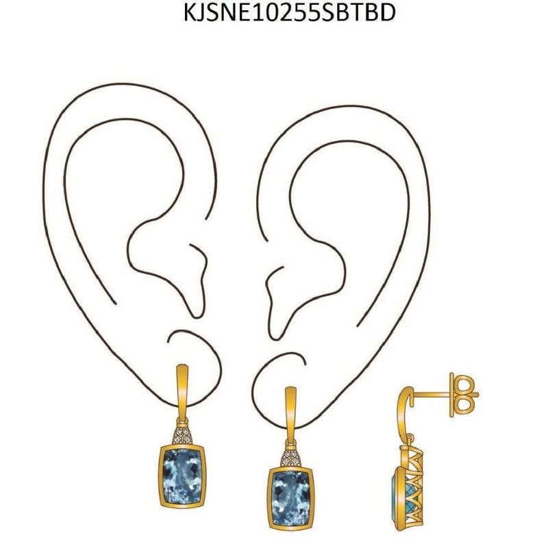 Le Vian&reg; Earrings featuring 5 1/5 cts. Ocean Blue Topaz&trade; , 1/20 cts. Nude Diamonds&trade; set in 14K Honey Gold&trade;