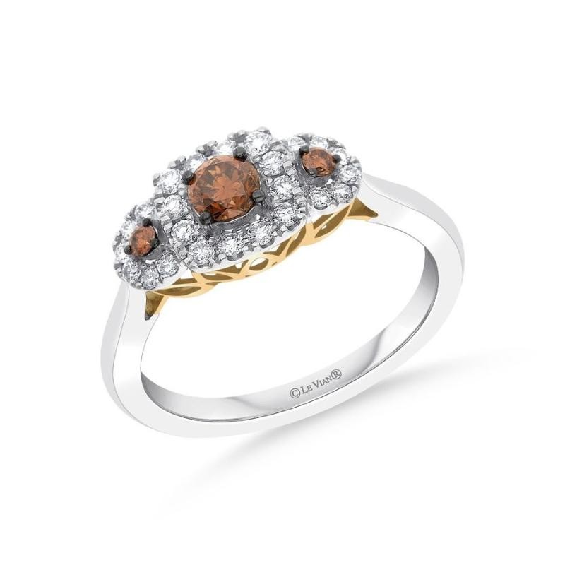 Le Vian Couture&reg; Ring featuring 1/4 cts. Chocolate Diamonds&reg; , 1/4 cts. Vanilla Diamonds&reg; set in P14 Honey Gold&trade;