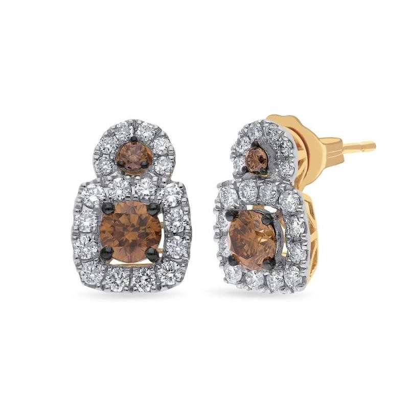 Le Vian Couture&reg; Earrings featuring 1/2 cts. Chocolate Diamonds&reg; , 3/8 cts. Vanilla Diamonds&reg; set in P14 Honey Gold&trade;