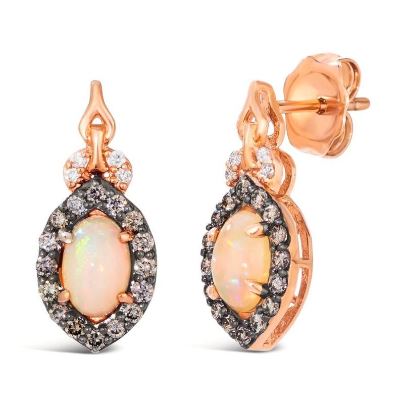 Le Vian Chocolatier&reg; Earrings featuring 3/8 cts. Neopolitan Opal&reg; , 1/4 cts. Chocolate Diamonds&reg; , Vanilla Diamonds&reg; set in 14K Strawberry Gold&reg;