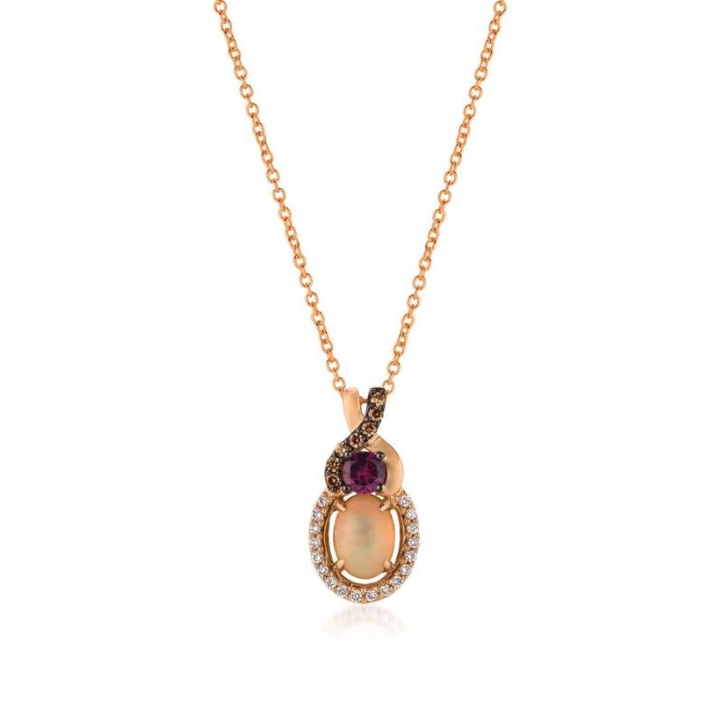 Le Vian Chocolatier&reg; Pendant featuring 3/8 cts. Neopolitan Opal&reg; , 1/4 cts. Raspberry Rhodolite&reg; , 1/20 cts. Chocolate Diamonds&reg; , 1/10 cts. Vanilla Diamonds&reg; set in 14K Strawberry Gold&reg;